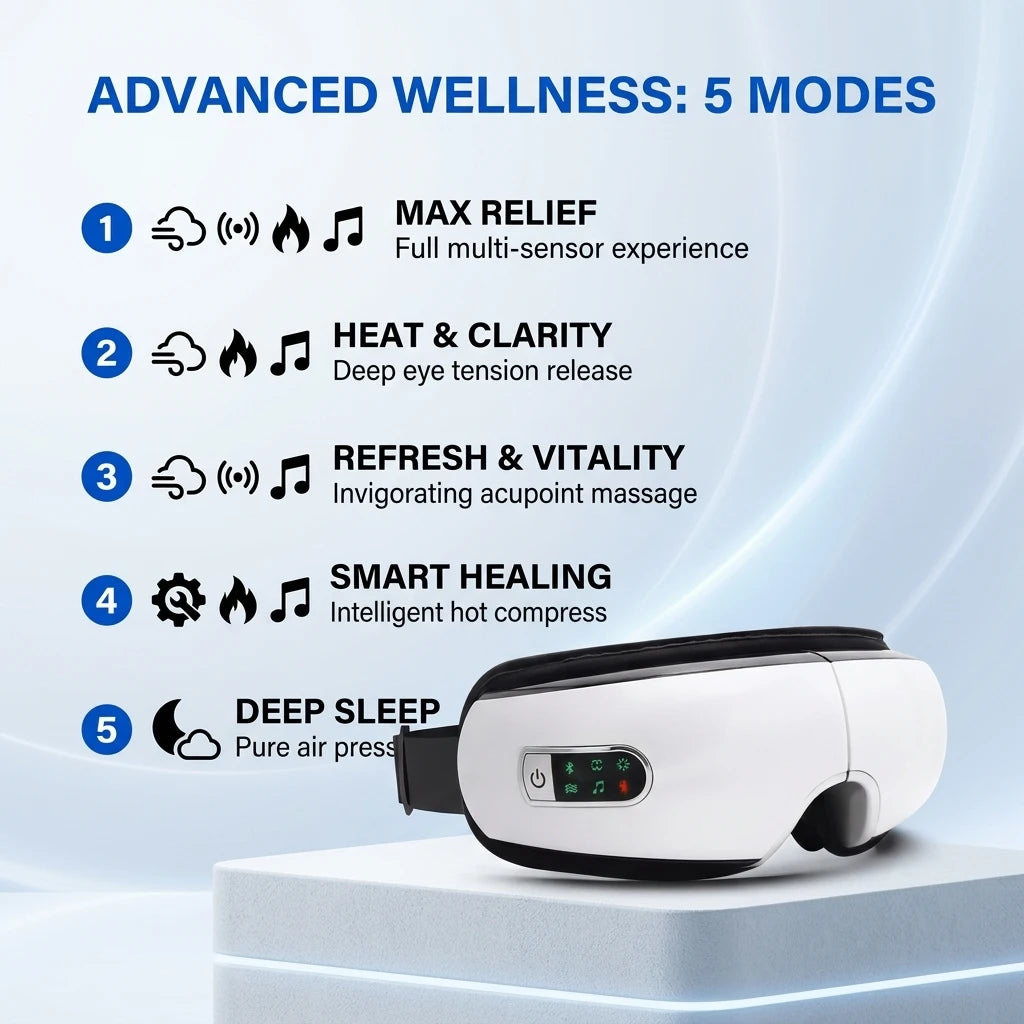 Smart Electric Eye Massager – Air Pressure, Heat, Vibration & Wireless Remote Control
