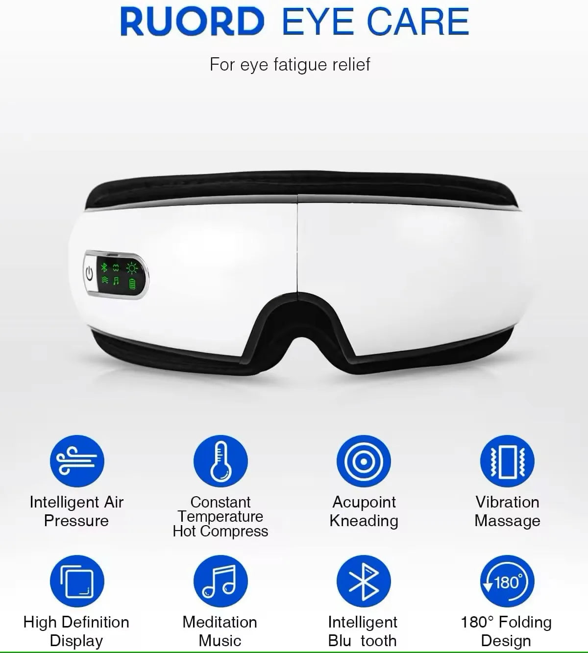 Smart Electric Eye Massager – Heat, Air Pressure & Remote Control for Eye Relief