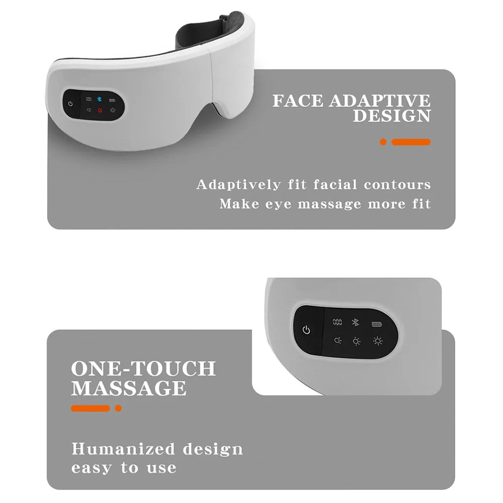 Smart Foldable Eye Massager with Hot Compress & Music – Electric Eye Care Device