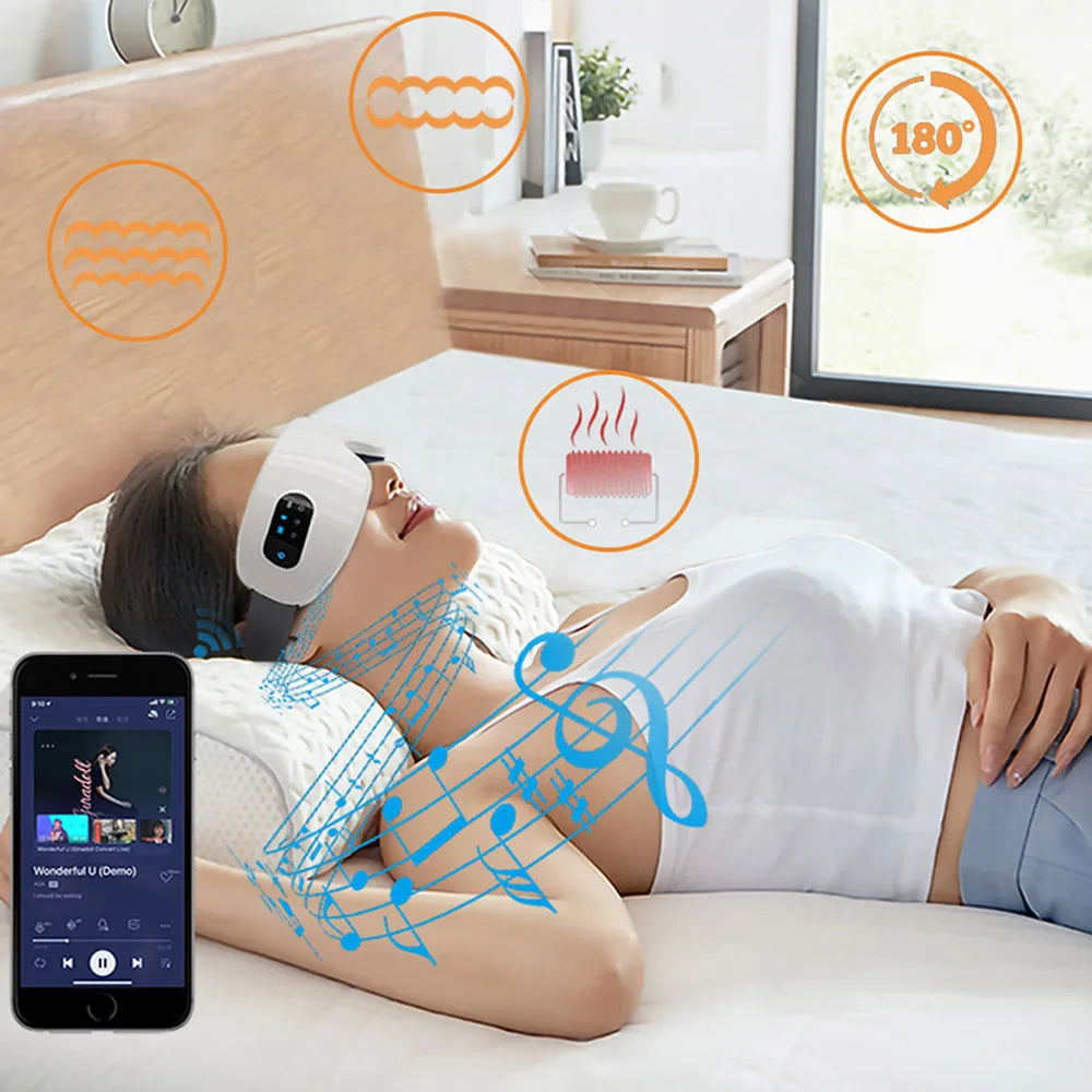 Smart Foldable Eye Massager with Hot Compress & Music – Electric Eye Care Device