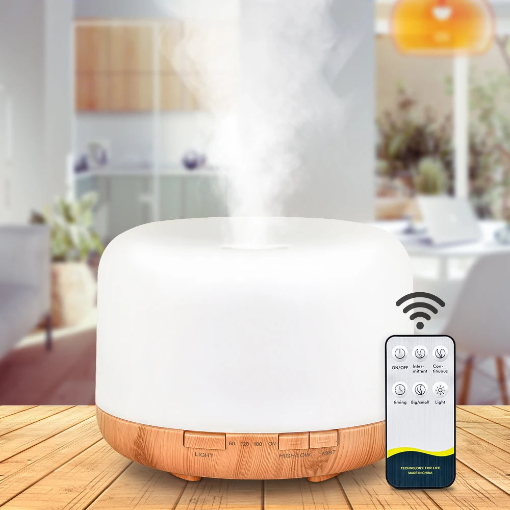 Essential Oil Diffuser & Air Humidifier – 300ml / 500ml / 1000ml with Remote Control & LED Lights