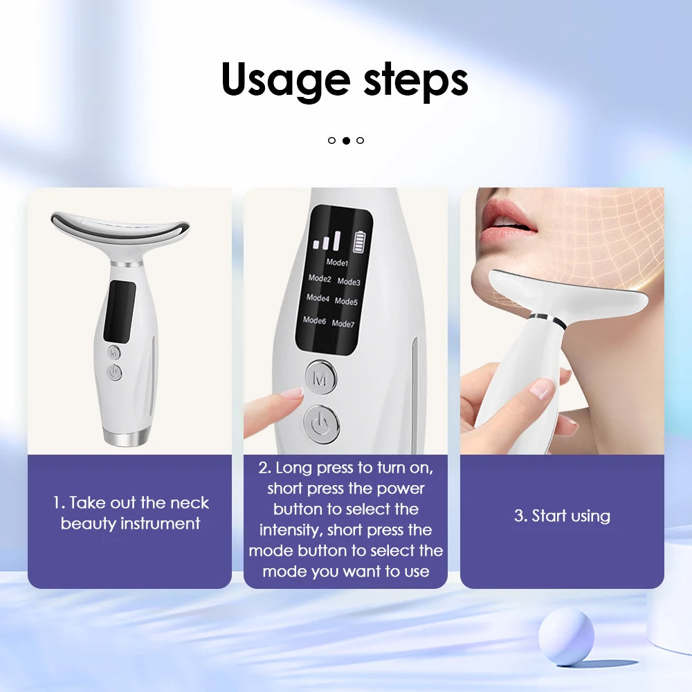 7-Colour Light Neck & Face Beauty Device – Skin Tightening, Double Chin & Anti-Wrinkle