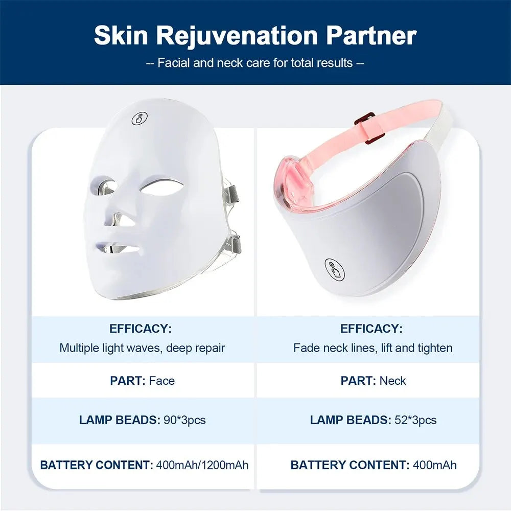 7-Colour LED Face & Neck Mask – Bio-Light Therapy for Skin Tightening, Lifting & Whitening