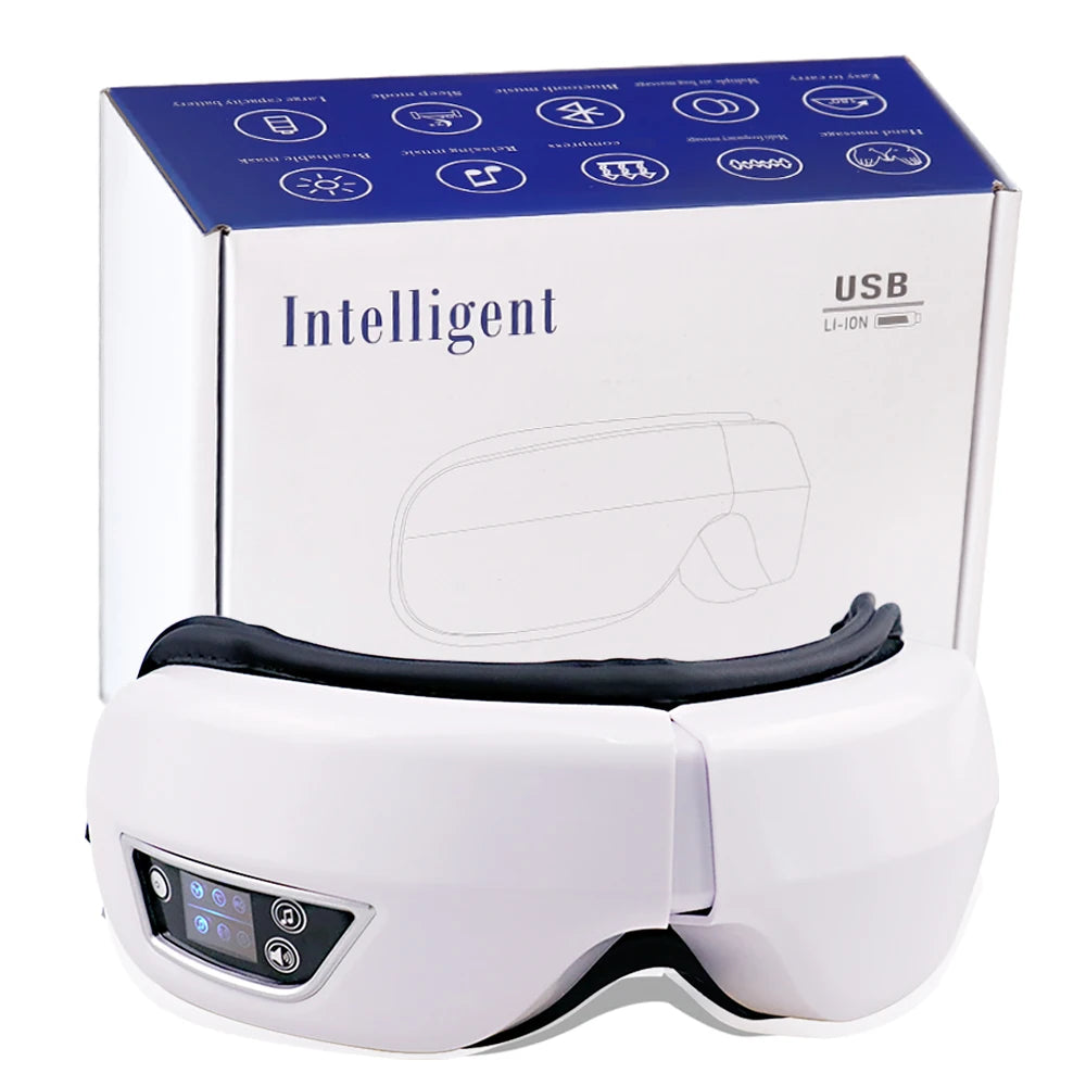 Electric 6D Smart Eye Massager – Airbag Compression, Vibration & Bluetooth Sleep Mask