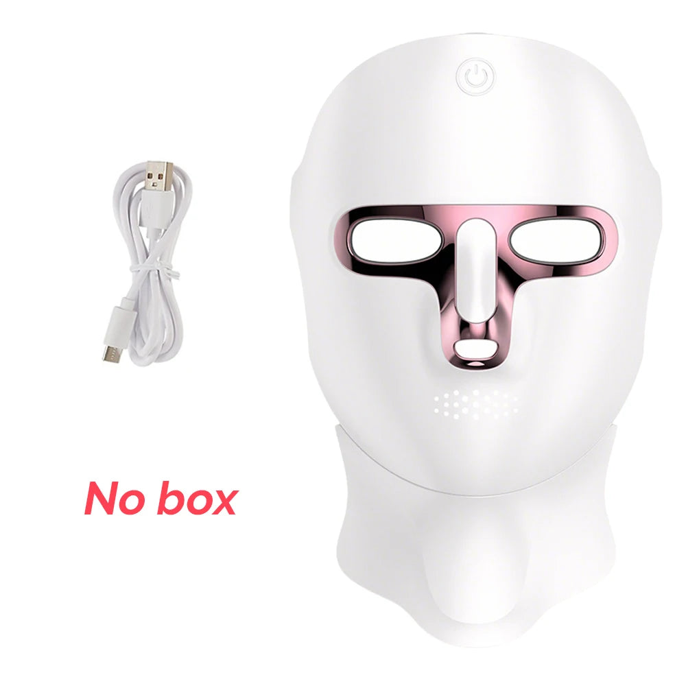 7-Colour LED Face & Neck Photon Mask – Rechargeable Skin Whitening & Tightening
