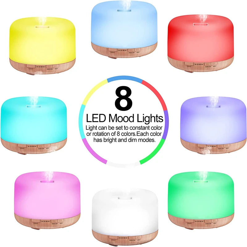 Mini Wood Grain USB Aroma Diffuser – Essential Oil Humidifier with Colourful Night Lights