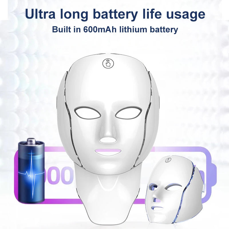 7-Colour LED Facial & Neck Mask – Red Light Therapy for Anti-Ageing, Brightening & Rejuvenation