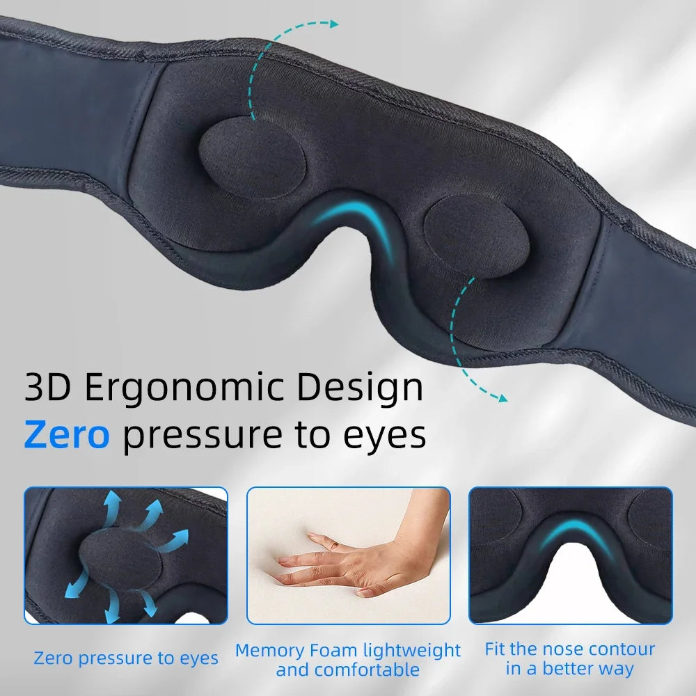 Bluetooth Sleep Eye Mask with Headphones – 3D Adjustable Blindfold for Men & Women