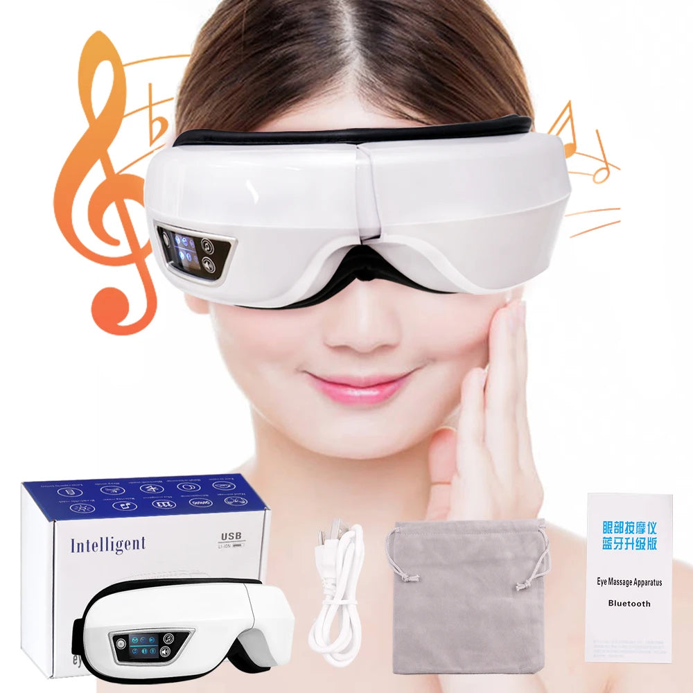 Smart Eye Massager – Vibration, Airbag Compression, Foldable & Bluetooth Music Eye Care