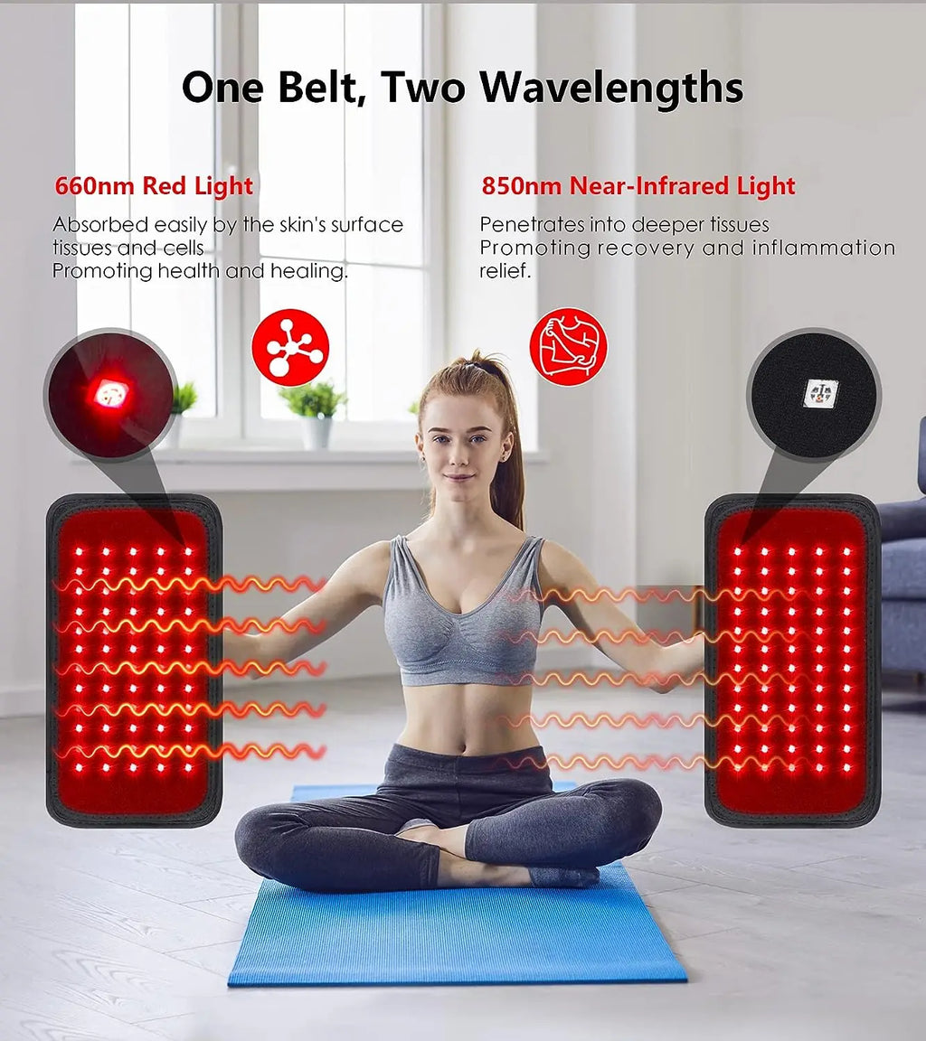 60 LED Red & Infrared Light Therapy Belt – 660nm & 850nm Wrap for Back, Waist & Full Body