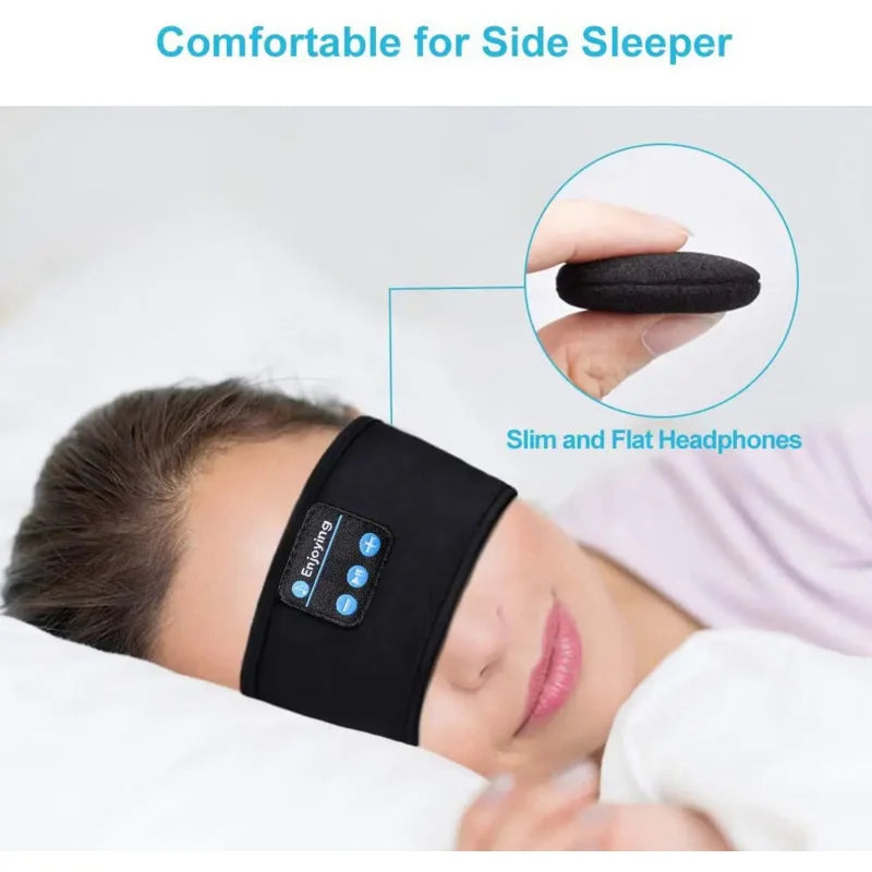 Bluetooth Sleeping Headphones Headband – Thin Soft Wireless Music Eye Mask for Side Sleepers