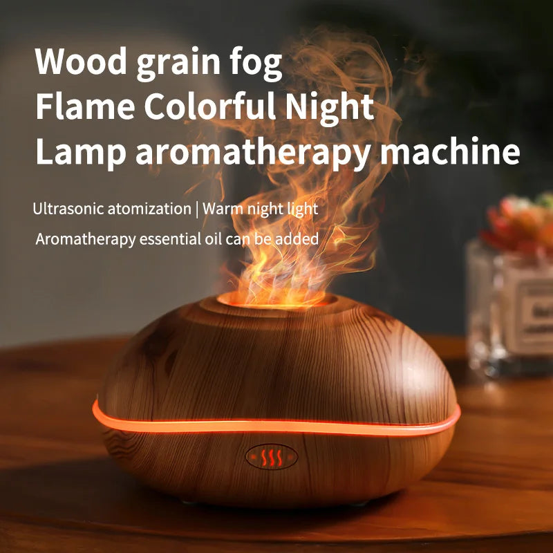 Flame Aroma Humidifier – Essential Oil Diffuser with Colourful Flame Effect Lighting