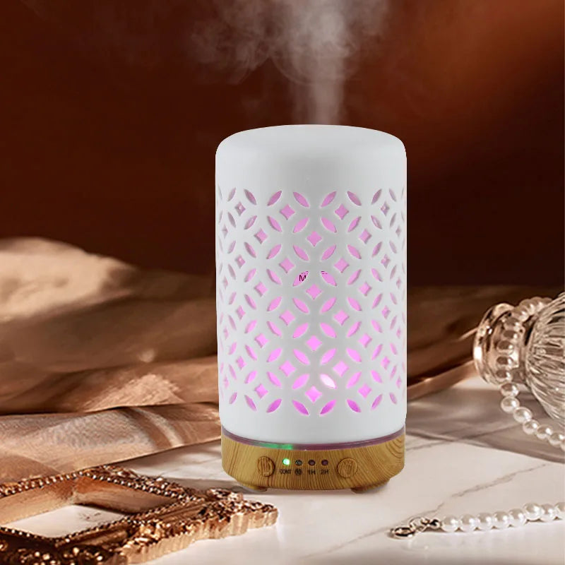 Ceramic Ultrasonic Aroma Diffuser – Timer Function, LED Lights & Essential Oil Diffuser
