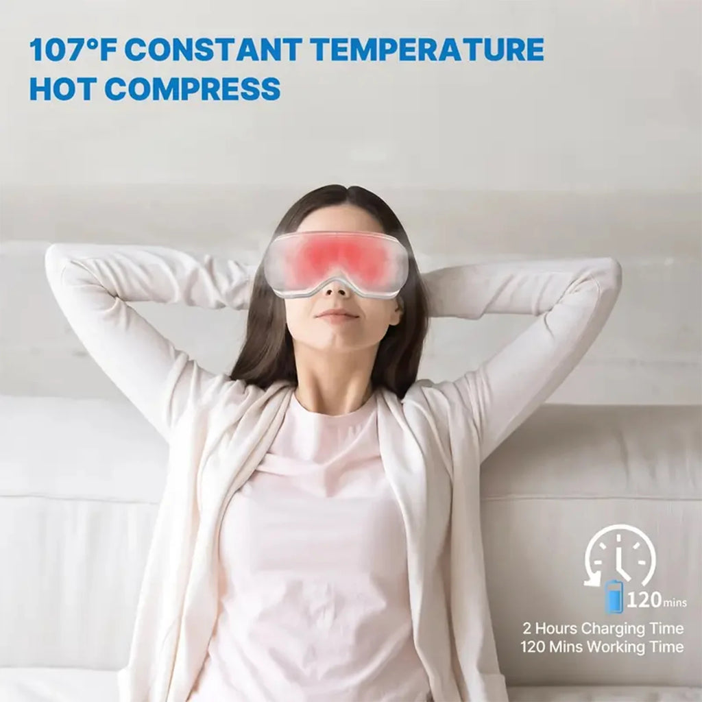 Smart Vibration Eye Massager – Bluetooth Music & Air Compression for Eye Relief & Sleep