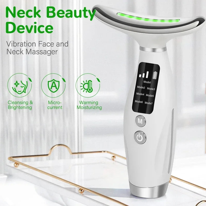 EMS Neck & Face Lifter – 7 Modes LED Photon Therapy for Skin Tightening & Double Chin Removal