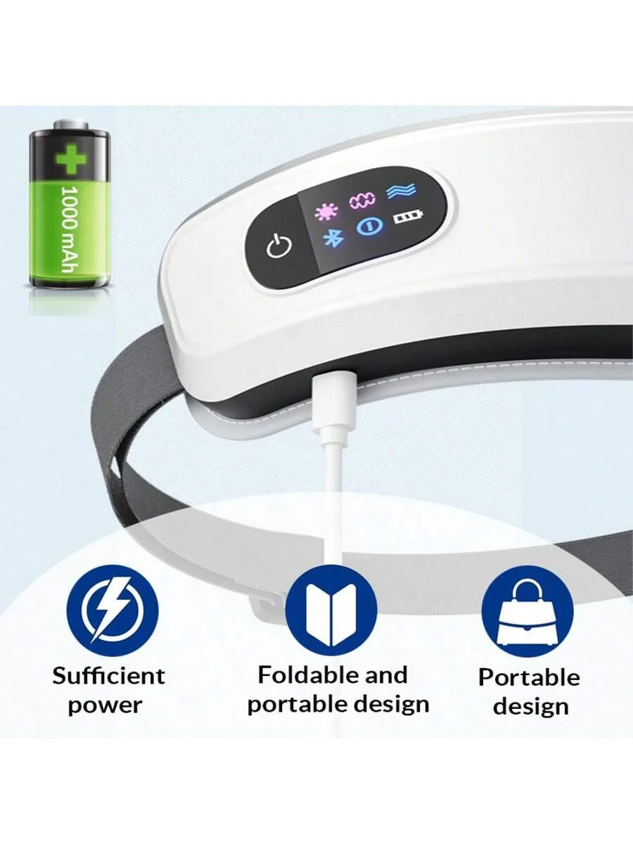 Smart Vibration Eye Massager – Bluetooth Music & Air Compression for Eye Relief & Sleep