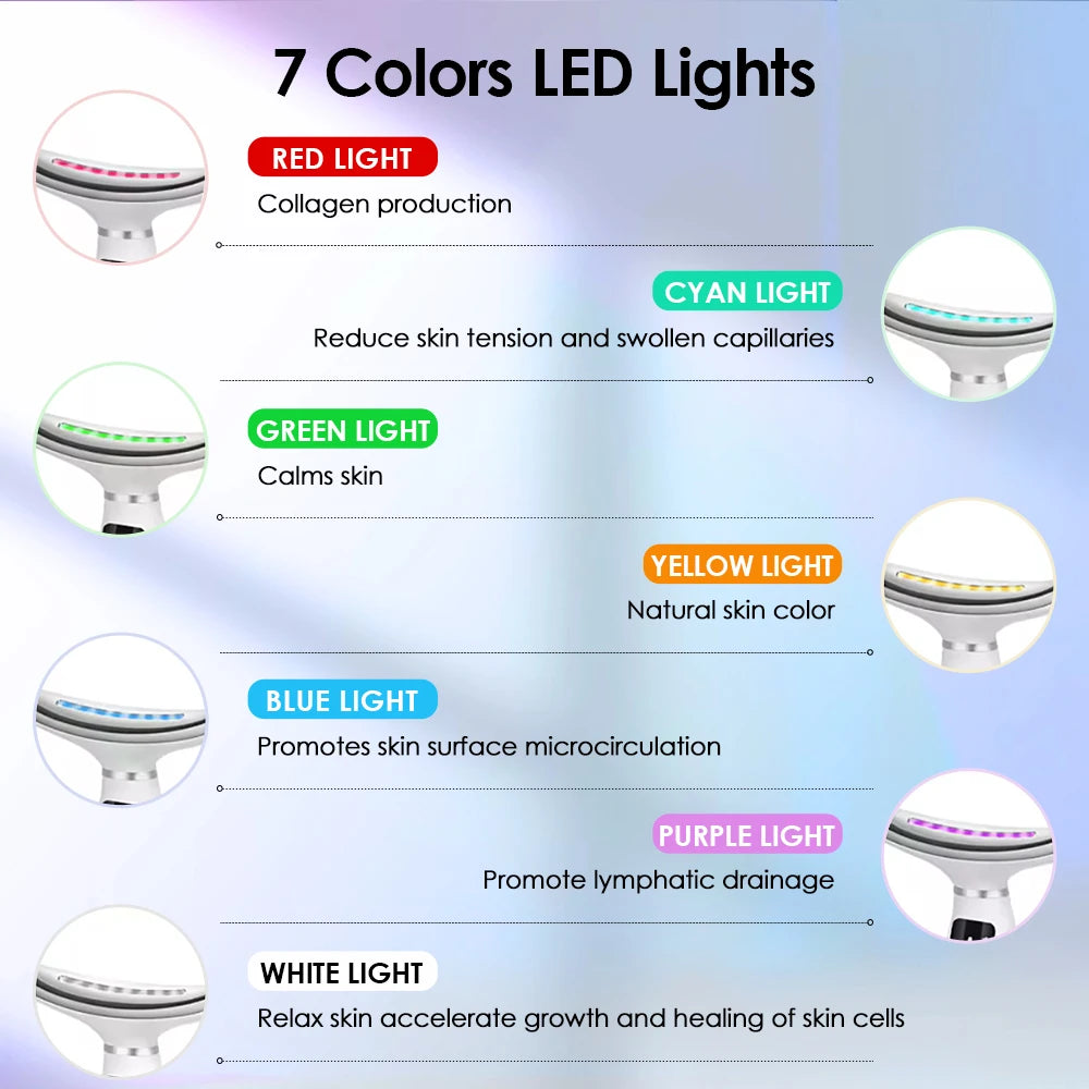 7-Colour Light Neck & Face Beauty Device – Skin Tightening, Double Chin & Anti-Wrinkle