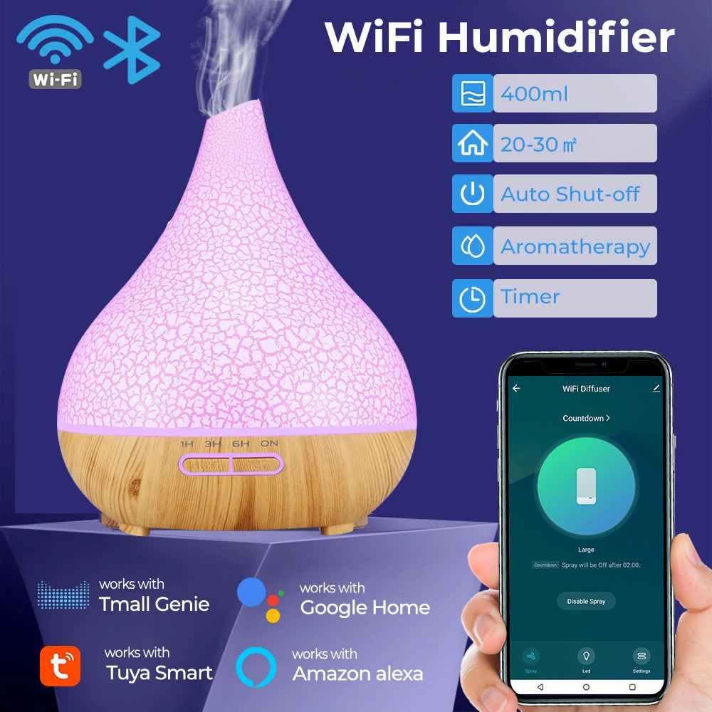 Tuya WiFi Smart Humidifier & Aroma Diffuser – Works with Google Home & Alexa