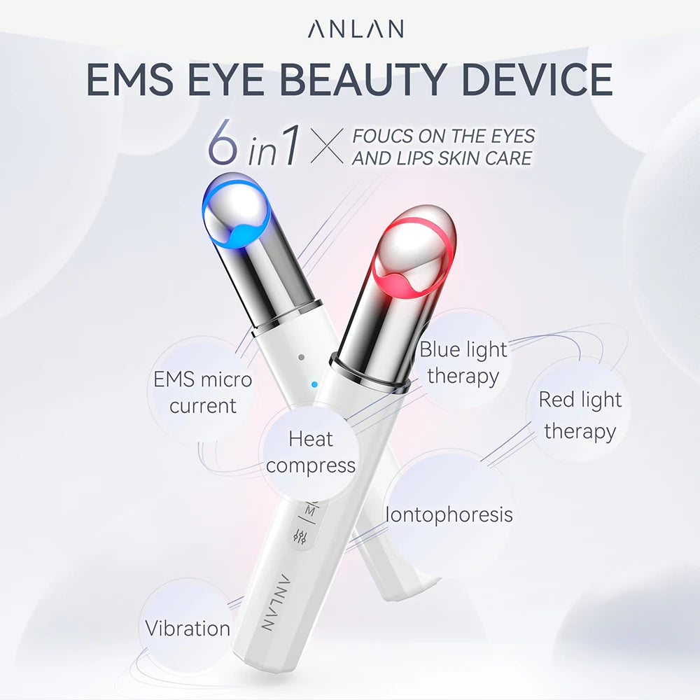 ANLAN 6-in-1 Eye Beauty Device – Microcurrent, Iontophoresis, Red & Blue Light for Eye Lifting