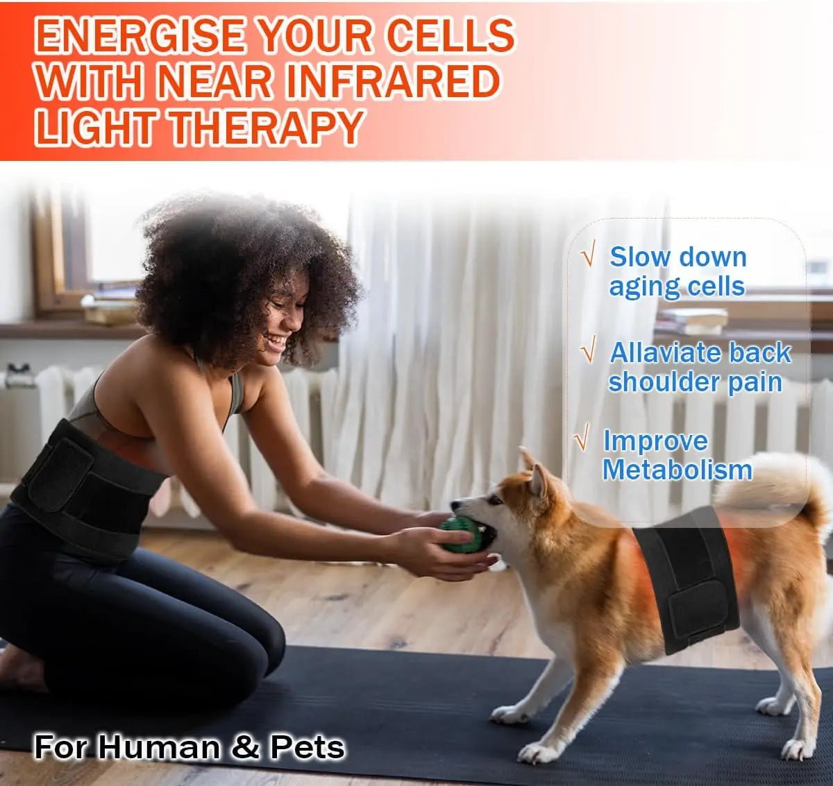 Red & Infrared Light Therapy Pad – 660nm & 850nm Wearable Wrap for Face, Body & Joint Relief