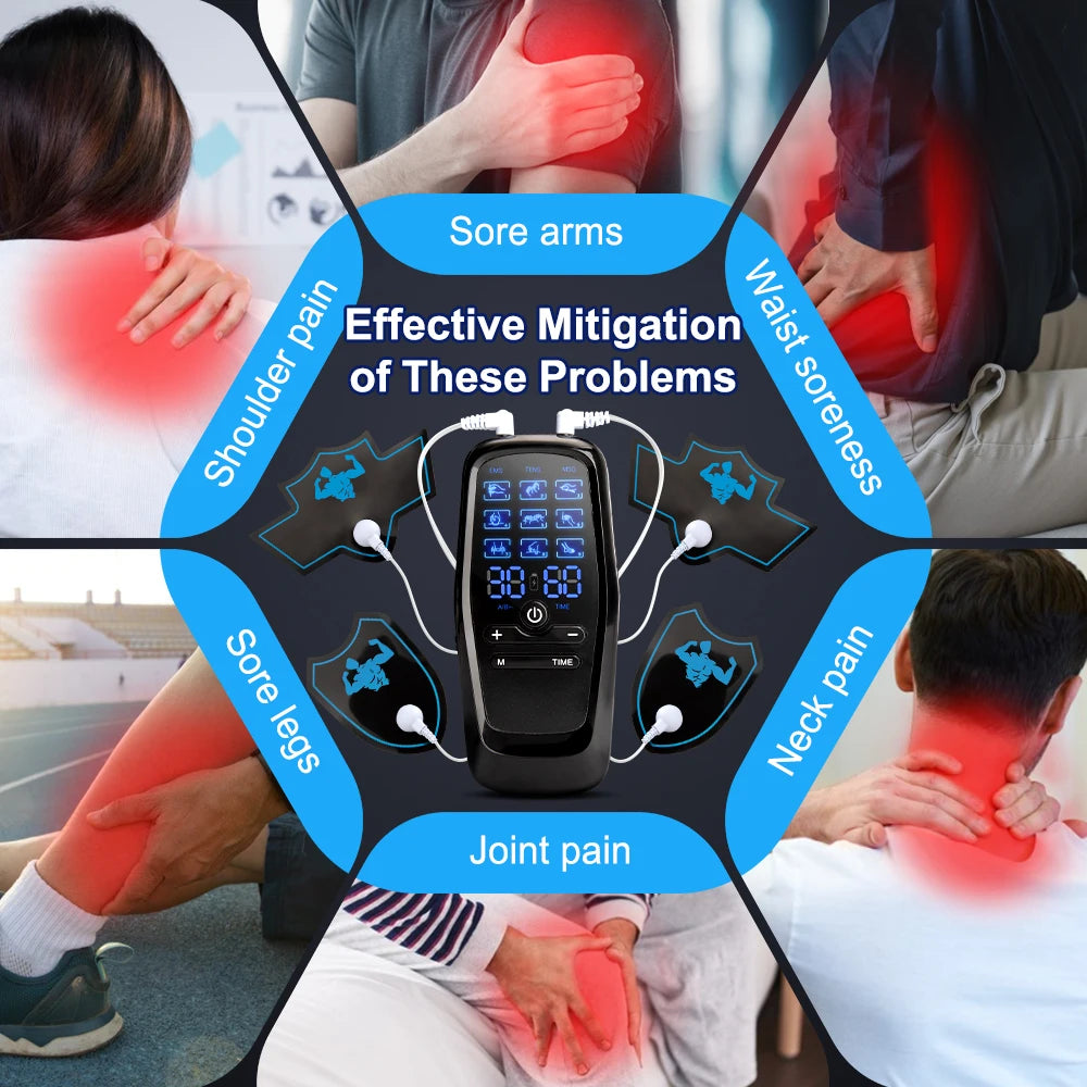 TENS EMS Physiotherapy Muscle Stimulator – 6 Modes, 19 Levels, USB Rechargeable