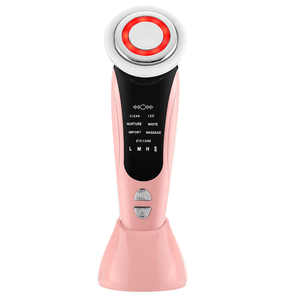 7-in-1 EMS Facial Massager – LED Light, Vibration & Hot Compress for Face Lifting
