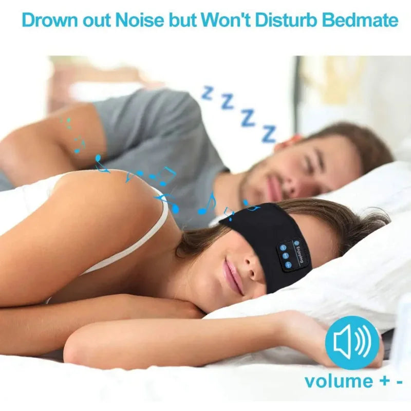 Bluetooth Sleeping Headphones Headband – Thin Soft Wireless Music Eye Mask for Side Sleepers