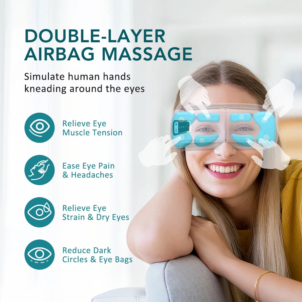 Foldable Eye Massager with Air Pressure, Heat Compress & Bluetooth Music – Smart Eye Care Glasses