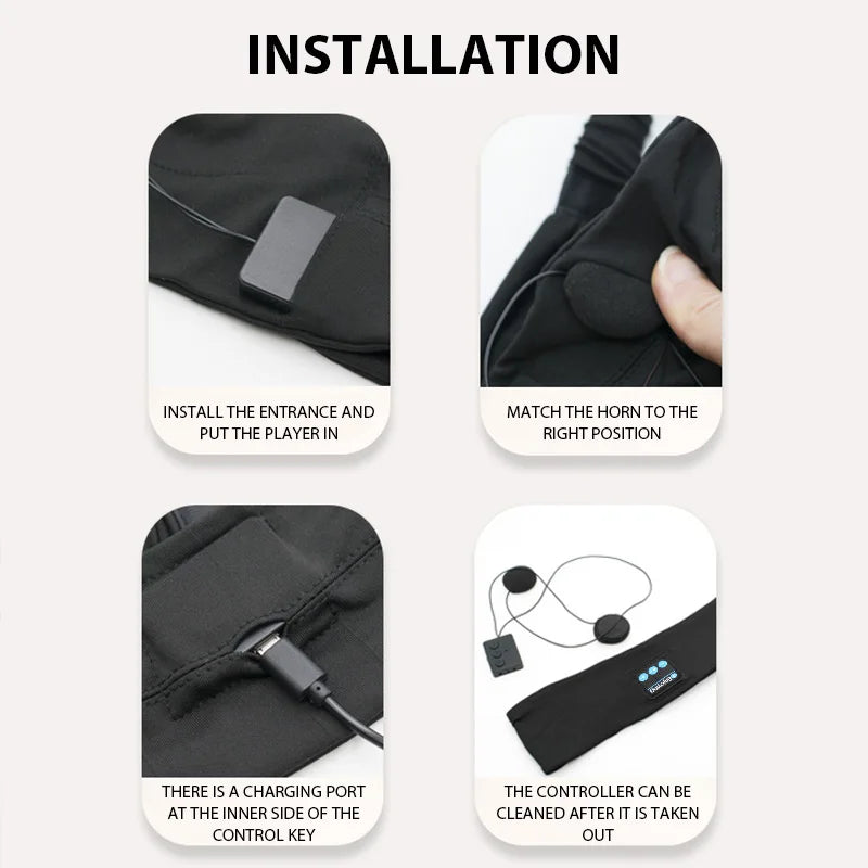 Wireless Bluetooth Sleeping Headband – HD Stereo Speakers & Eye Mask for Side Sleepers