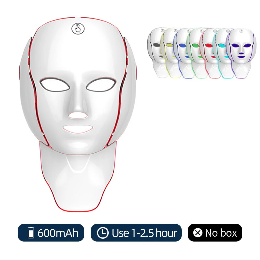 7-Colour LED Facial & Neck Mask – Red Light Therapy for Anti-Ageing, Brightening & Rejuvenation