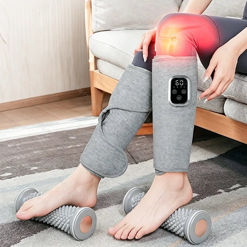 360° Electric Pneumatic Leg Massager Calf Massager Rechargeable 4 Modes Air Compression Leg Massager Hot Compress Leg Massage