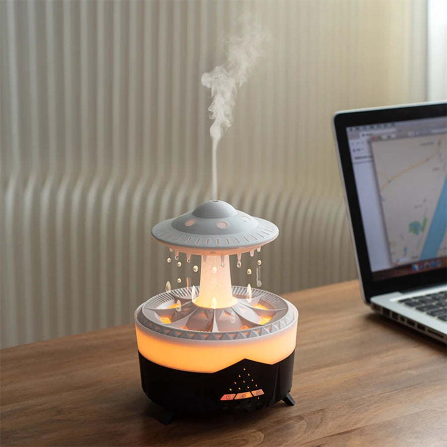UFO Raindrop Aroma Diffuser – Remote Control, 7 Colour Lights & Essential Oil Humidifier