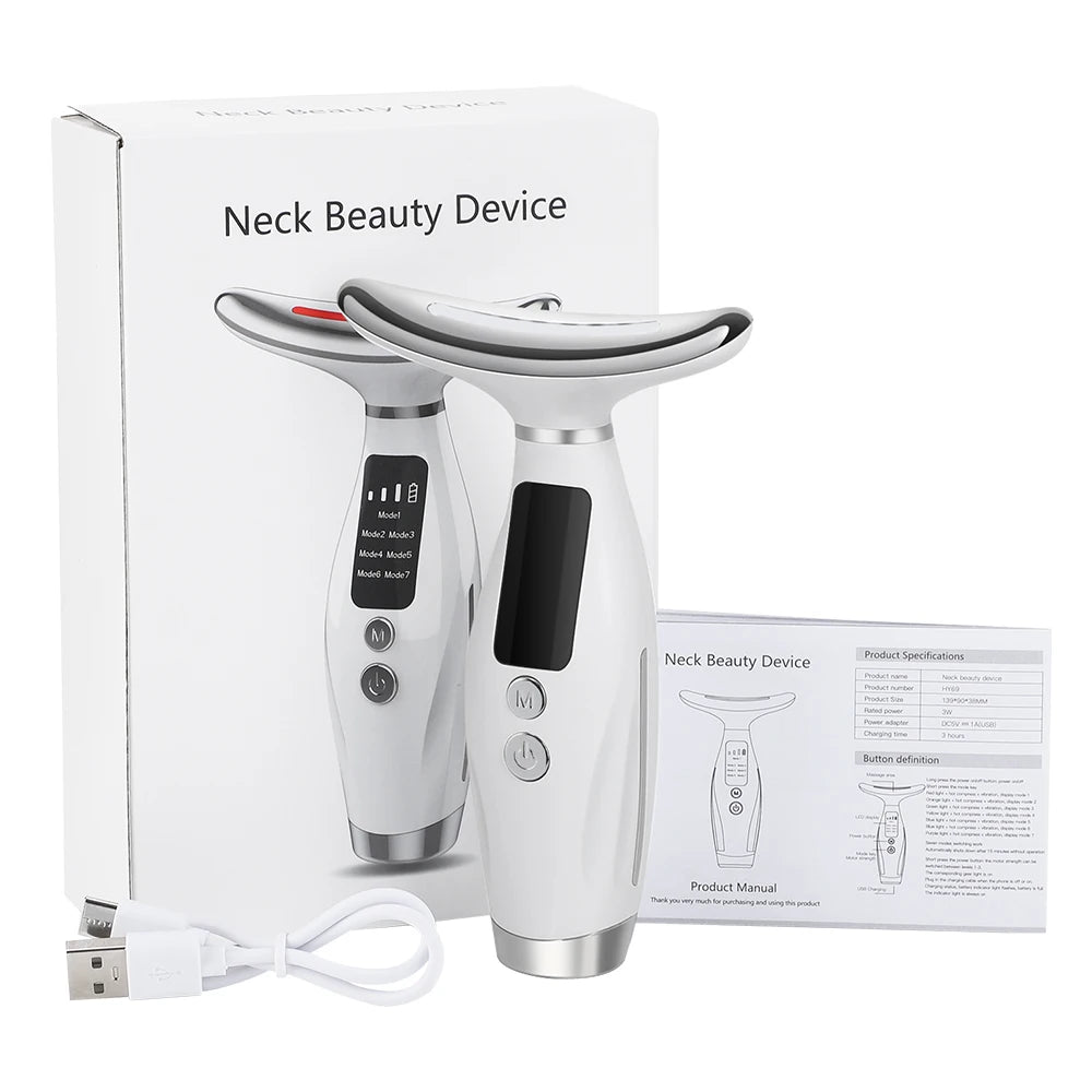 Neck & Face Beauty Device – 7 Modes Vibration Massage for Neck Lines & Face Lifting