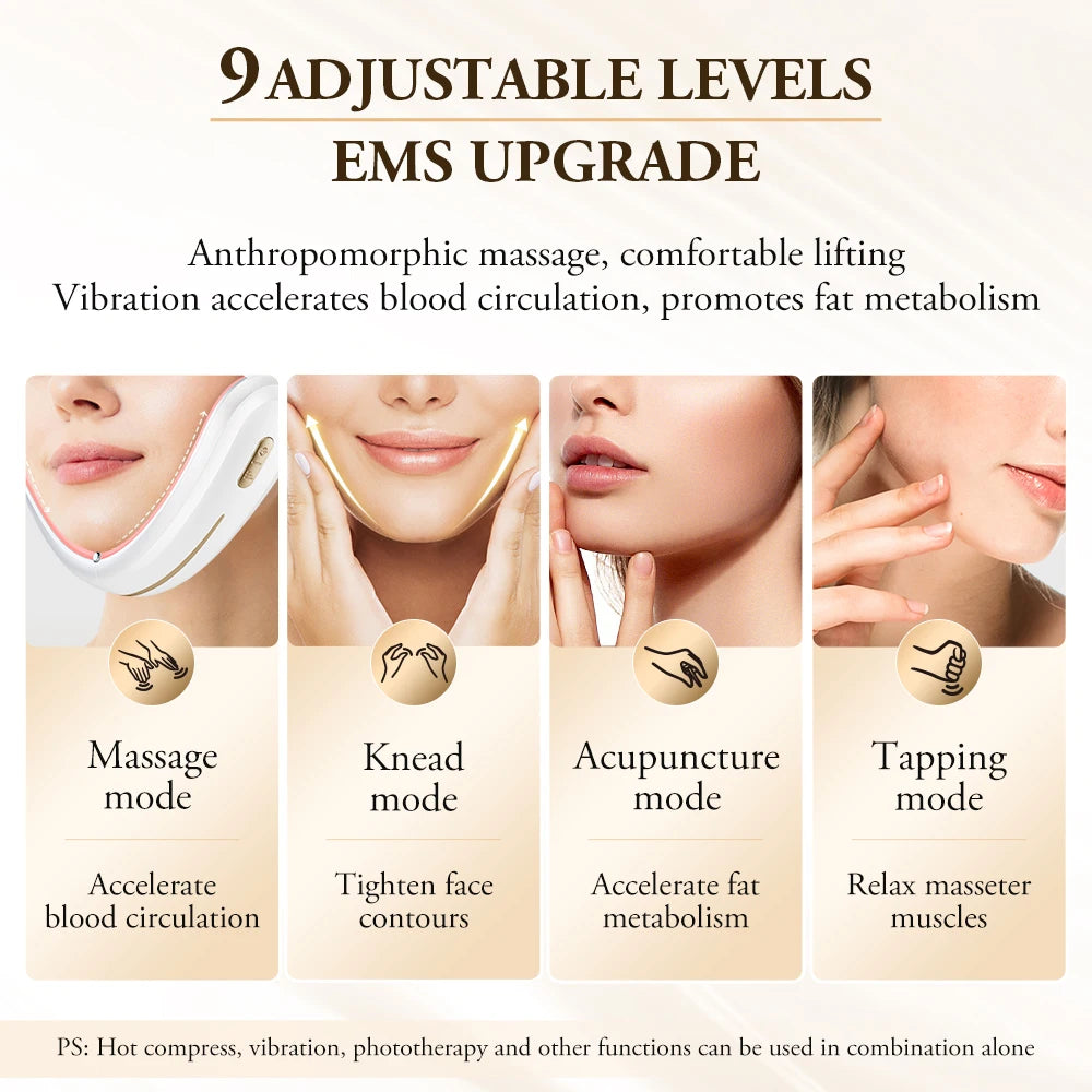 ANLAN V-Face Lifting Device – 4-Pole EMS Double Chin Removal with Red & Blue Light