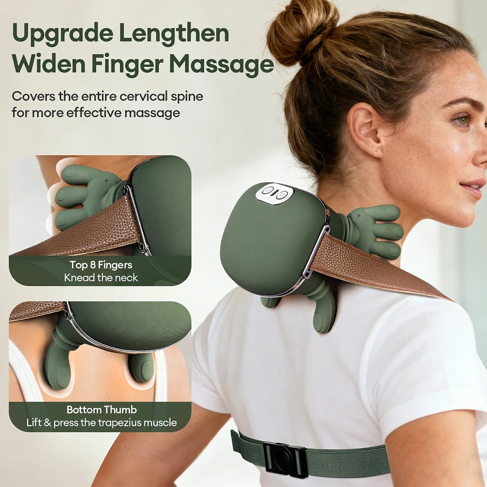 4D Bionic Finger Neck & Shoulder Massager Shawl – Wireless Kneading with Heat