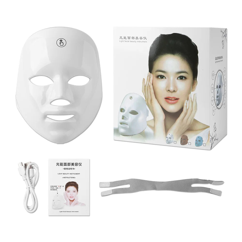 7-in-1 Colour LED Facial Skin Care Mask – Red Light Therapy for Lifting & Whitening