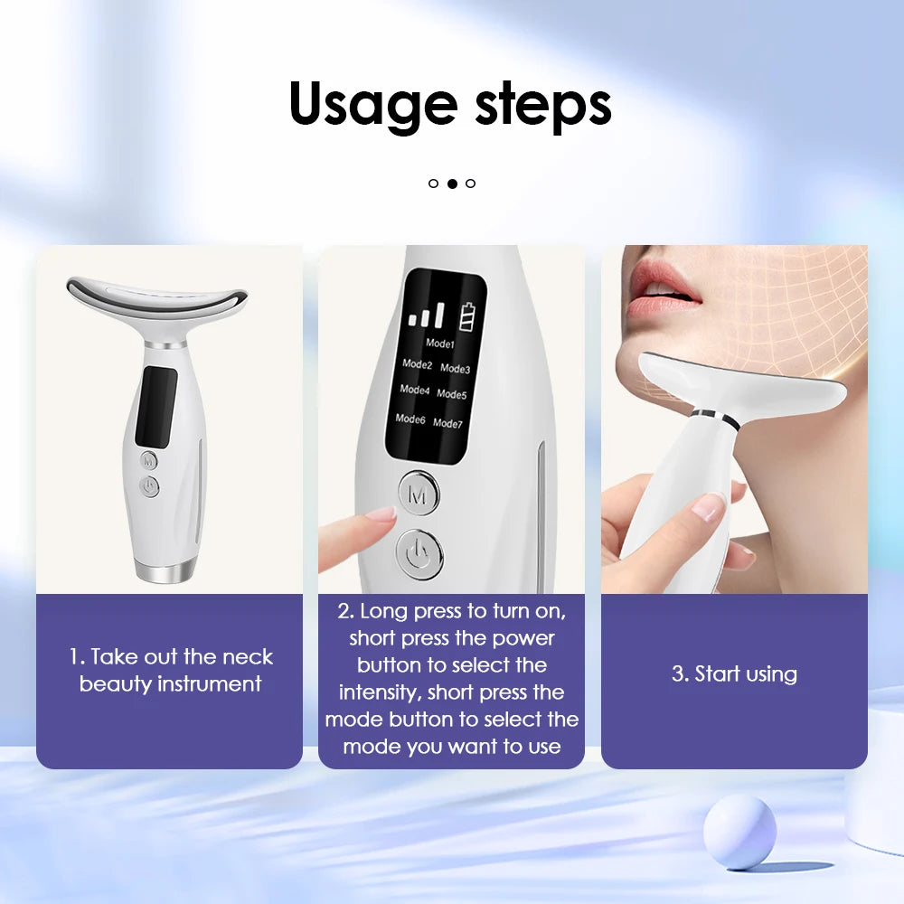 Neck & Face Beauty Device – 7 Modes Vibration Massage for Neck Lines & Face Lifting