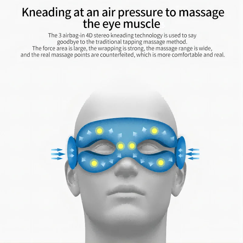 Folding Eye Massager with Bluetooth Music & Airbag Compression – Eye Strain, Dry Eye & Sleep Gift