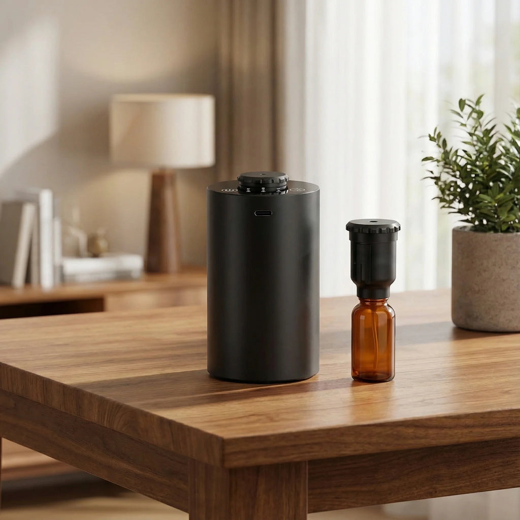 Waterless Cordless Essential Oil Diffuser – Battery Operated, 3 Mist Levels for Car & Home