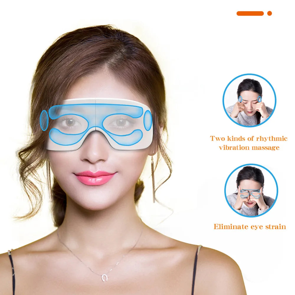 Smart Electric Eye Massager – Air Pressure, Hot Compress, Foldable & Bluetooth Music