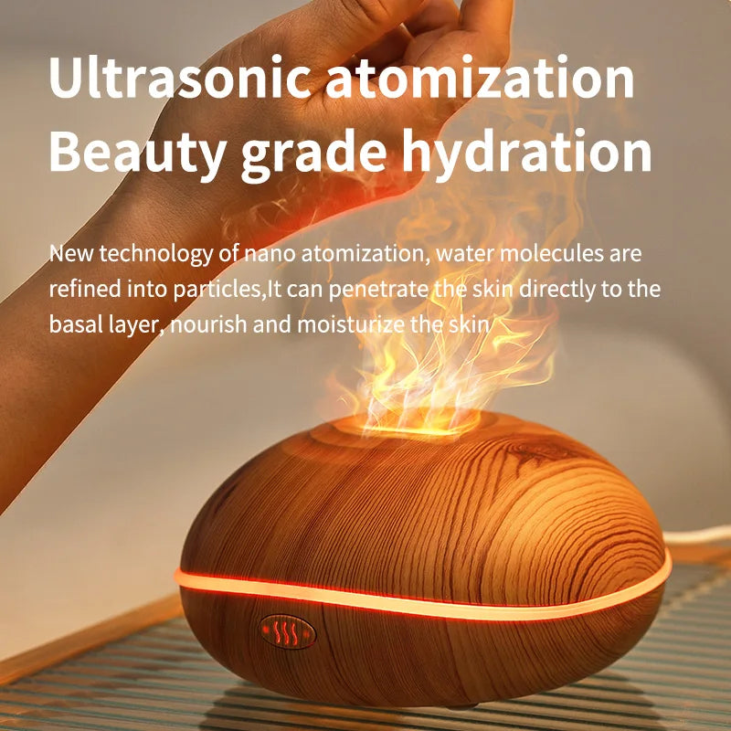 Flame Aroma Humidifier – Essential Oil Diffuser with Colourful Flame Effect Lighting