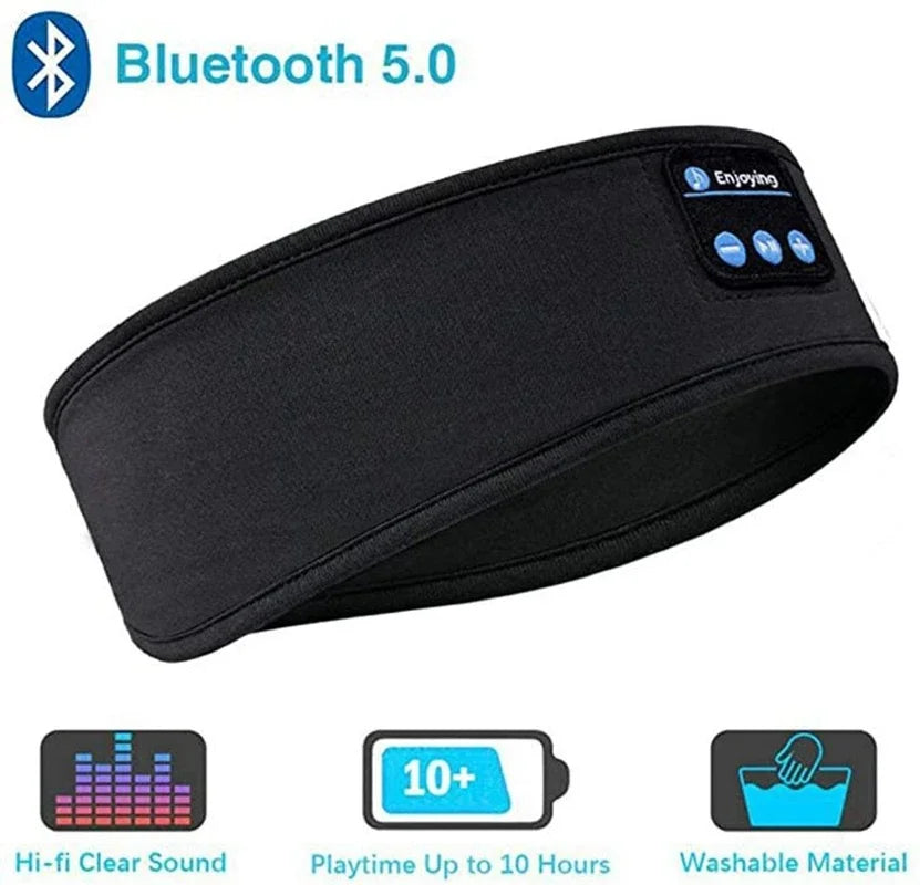Bluetooth Sleeping Headphones Headband – Thin Soft Wireless Music Eye Mask for Side Sleepers