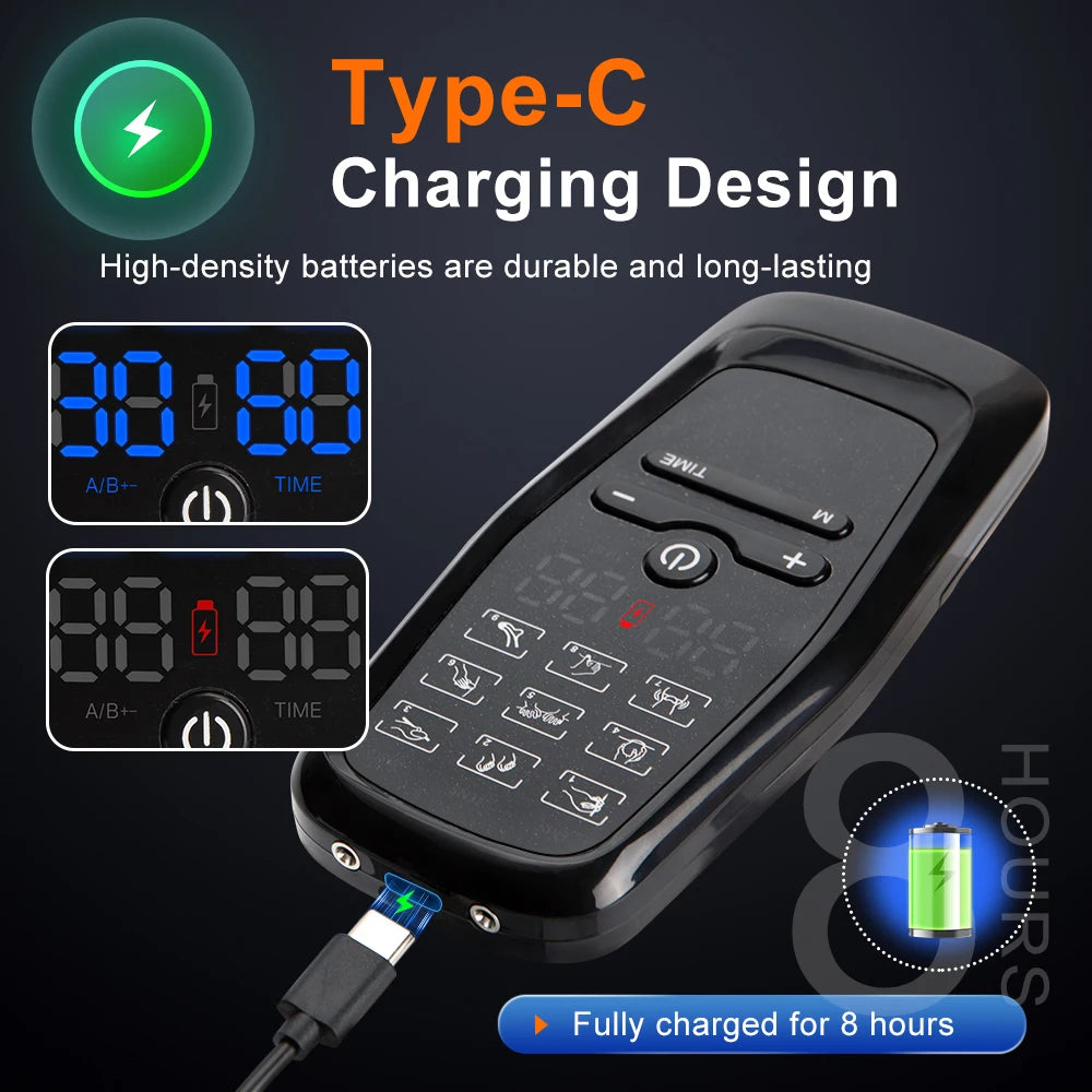 TENS EMS Physiotherapy Muscle Stimulator – 6 Modes, 19 Levels, USB Rechargeable