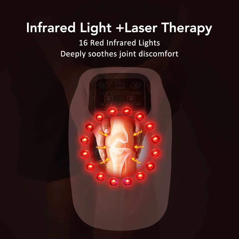 Cordless Knee Massager with Red Light & Laser Therapy – 4-Level Heat & Vibration