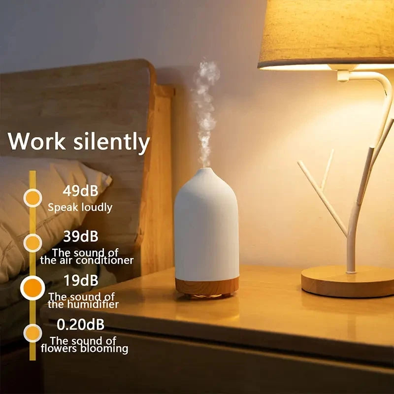 Ceramic Aroma Diffuser – Cool Mist Ultrasonic Humidifier with 7 LED Colours