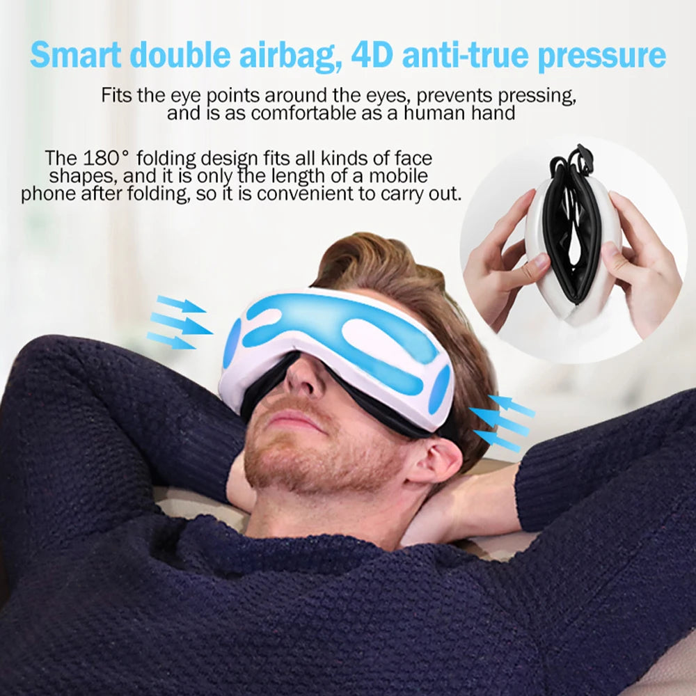 Smart Eye Massager – Vibration, Airbag Compression, Foldable & Bluetooth Music Eye Care