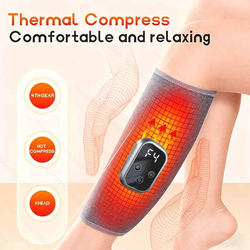 360° Electric Pneumatic Leg Massager Calf Massager Rechargeable 4 Modes Air Compression Leg Massager Hot Compress Leg Massage