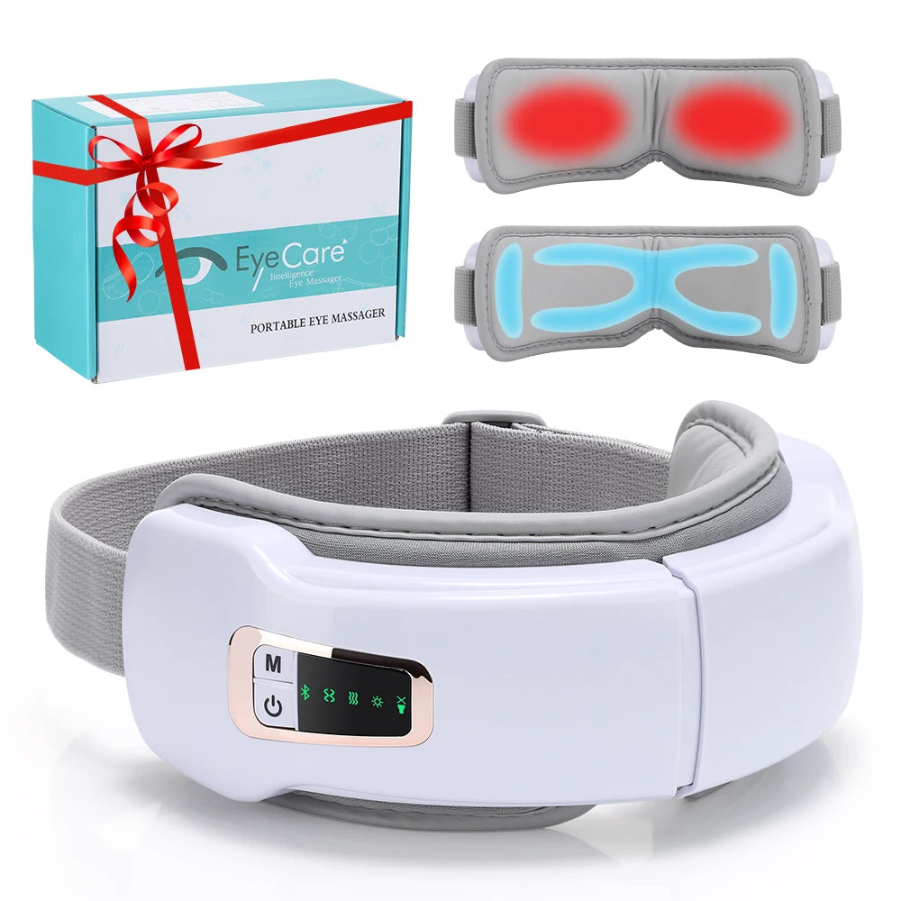 Foldable Eye Massager – Air Pressure, Heat Compress & Bluetooth Music for Eye Relief