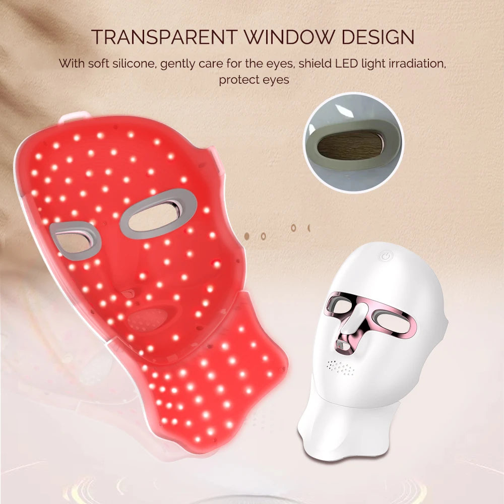 7-Colour LED Face & Neck Photon Mask – Rechargeable Skin Whitening & Tightening