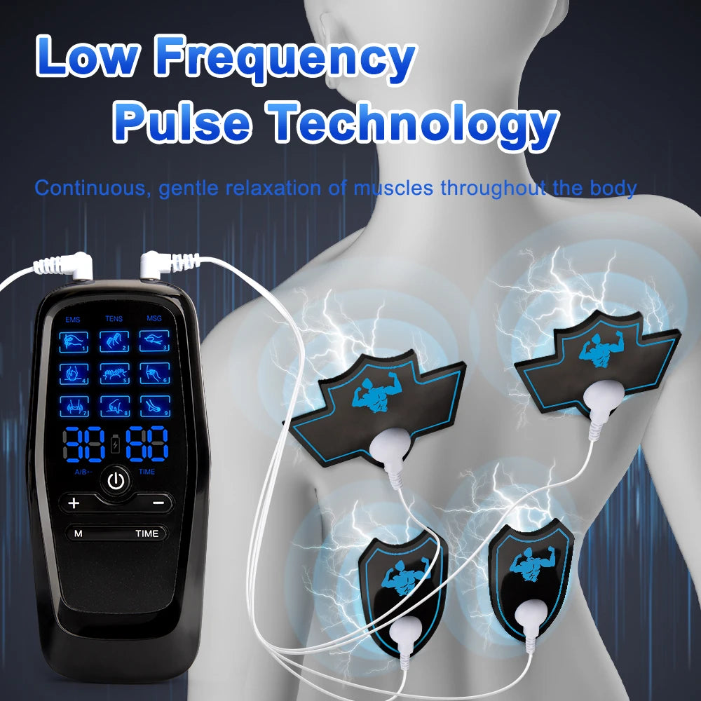 TENS EMS Physiotherapy Muscle Stimulator – 6 Modes, 19 Levels, USB Rechargeable